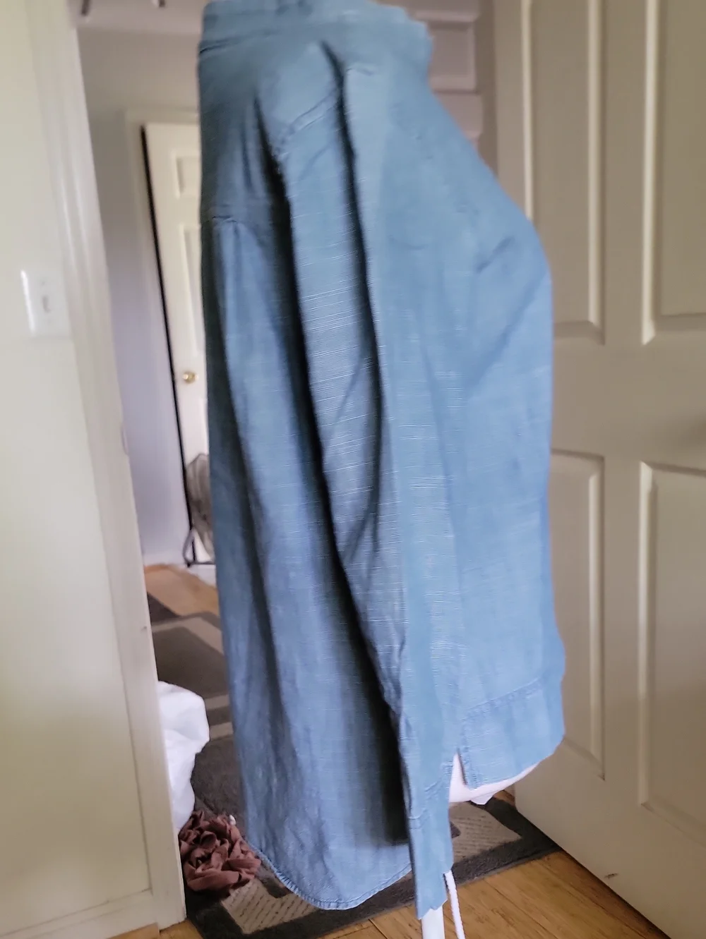 J Crew Light Wash Denim-Look Long Sleeve Top